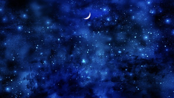 濃藍の夜空と三日月