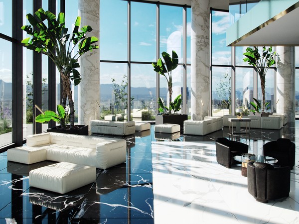 内観パース スカイラウンジ -Sky Lounge render