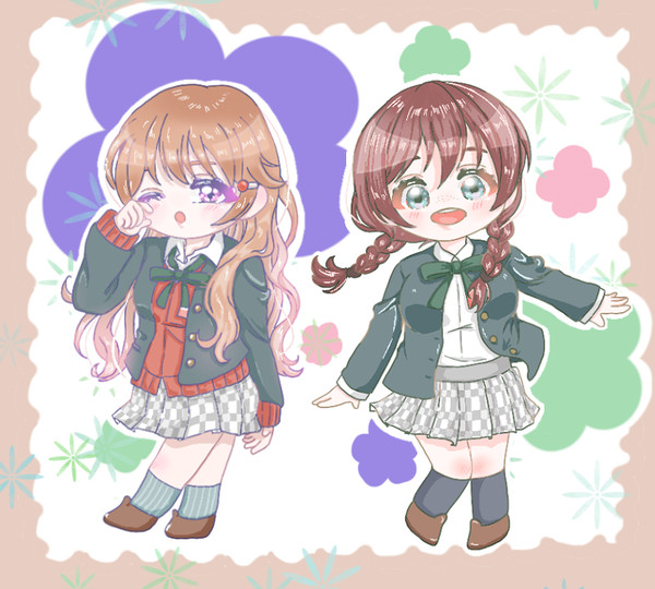 エマちゃんと彼方ちゃん🍞🐏💚💜