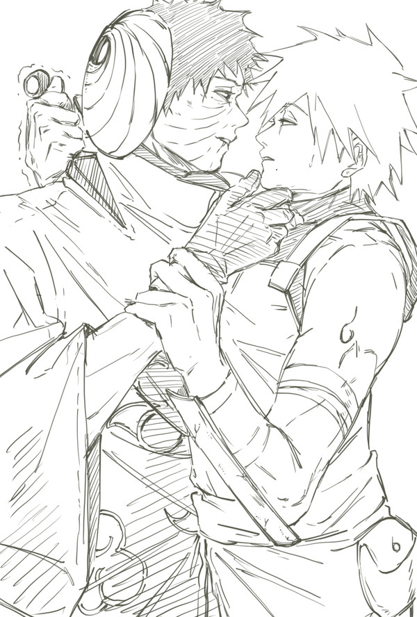 Tobi and ANBU Kakashi