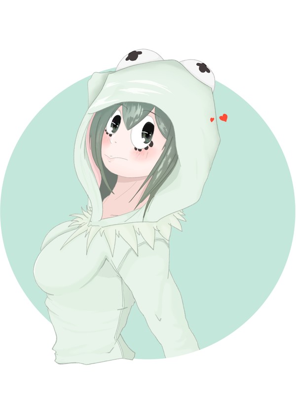 Tsuyui Asui in a kermit kigurumi