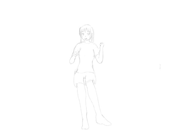 初デッサン人形使って下書きしてみました。