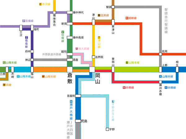JR西日本岡山支社の路線図