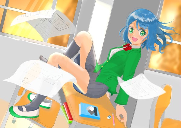 夕焼け浴びる少女