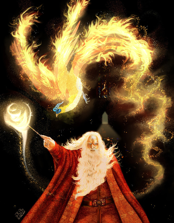 Dumbledore and Fawkes