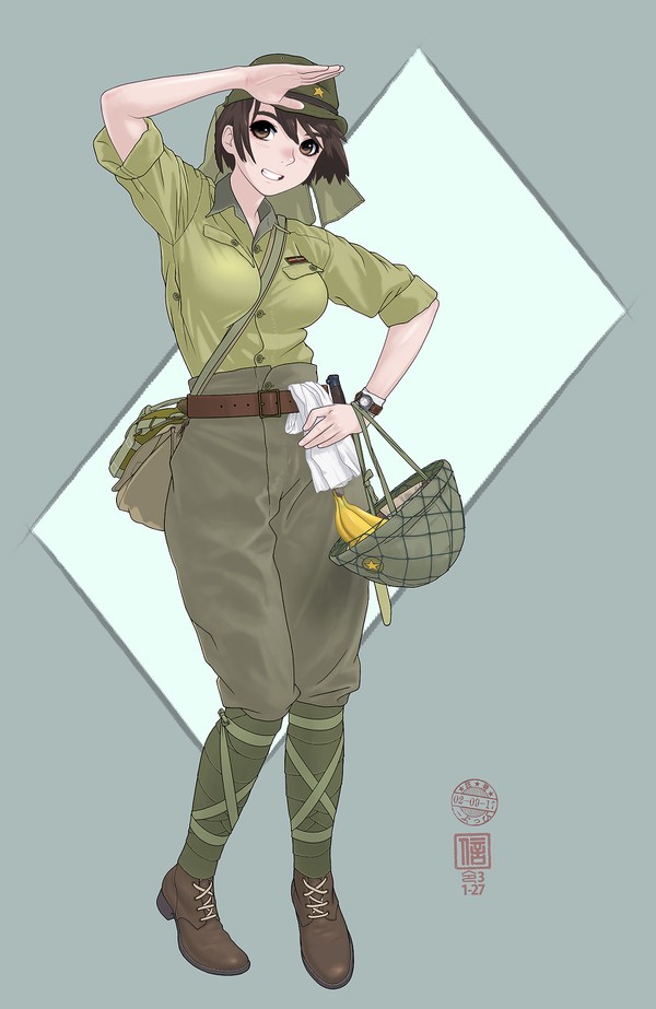 オリジナル ヘンな敬礼娘