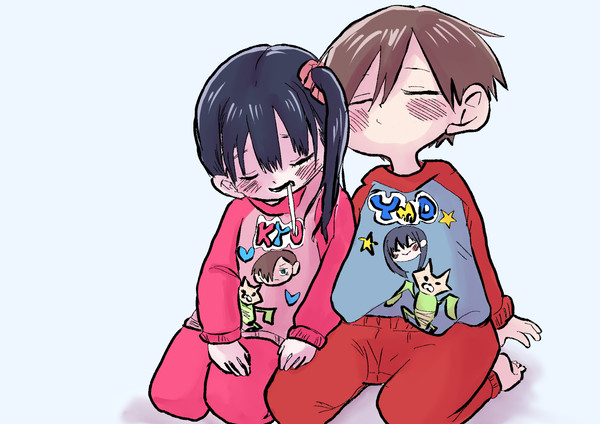 2人ともちゃんとおふとんで寝なさい