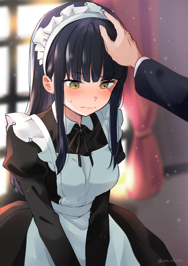 よしよしされて恥ずかしいぱっつんメイド