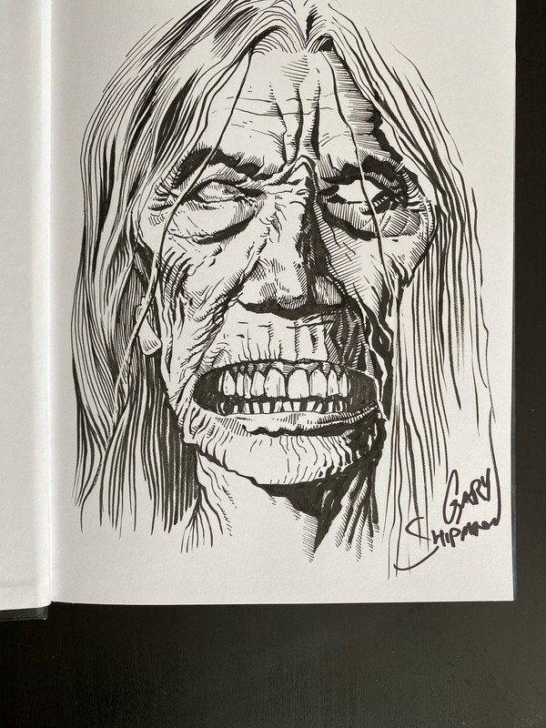 Headshot drawing in sketchbook