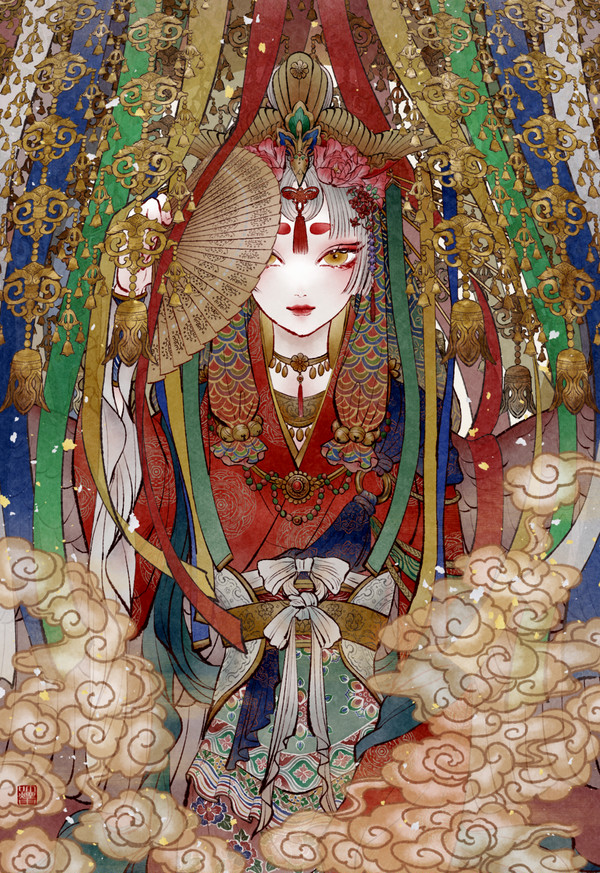 瑞鳳極彩天女図