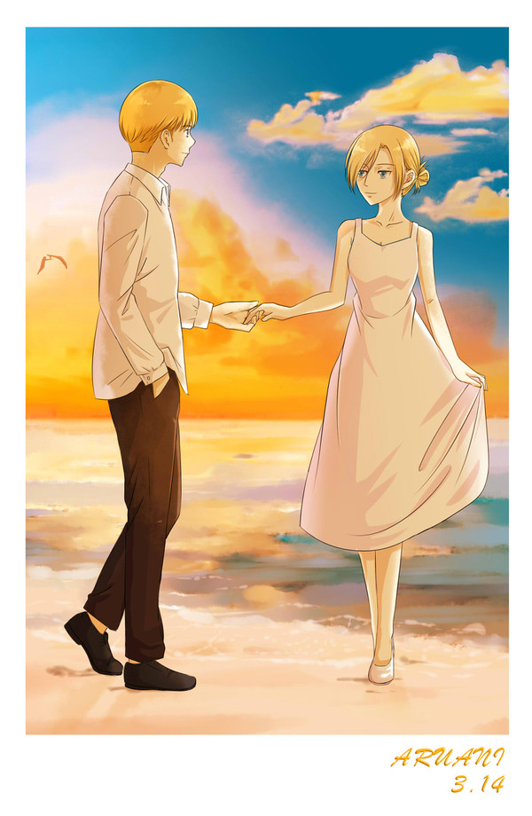 夕焼けと海とアルアニ