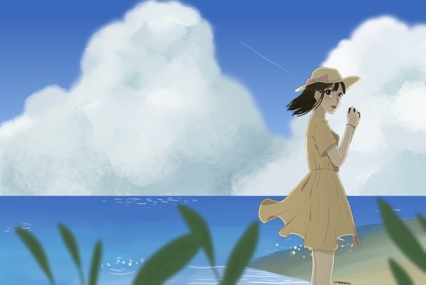 a summer morning at beach