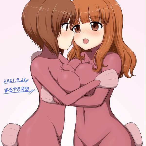 みぽりんとさおりんが百合ってる感じの絵(skeb)