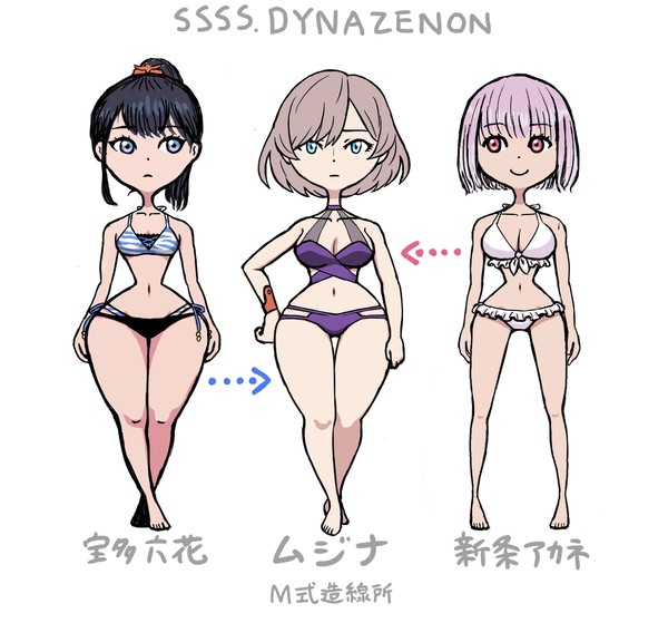 六花・ムジナ・アカネ　比較　水着版
