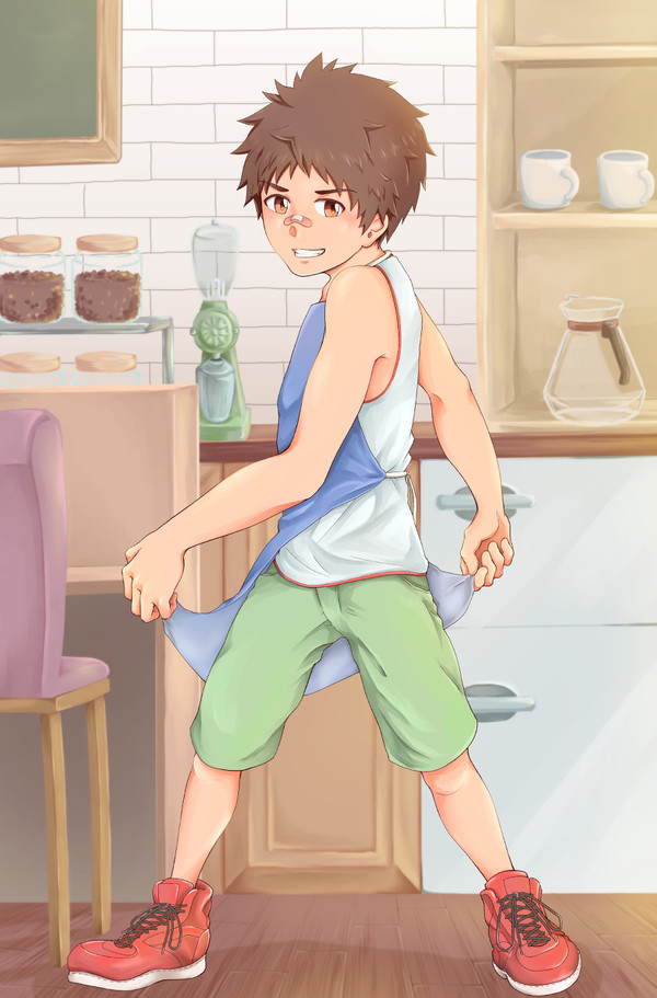 エプロン少年のいるカフェ