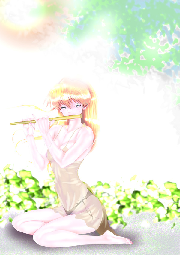笛を吹くアスカ