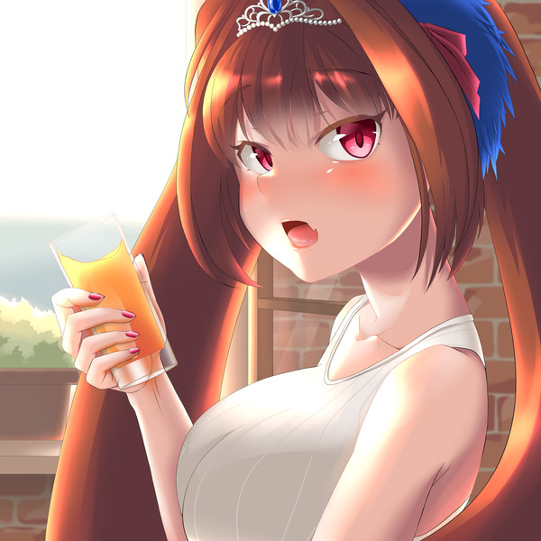オレンジジュースを飲むダイワスカーレット