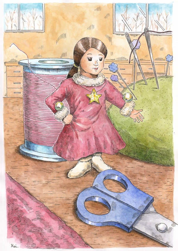 「おチビの赤い服」の挿絵