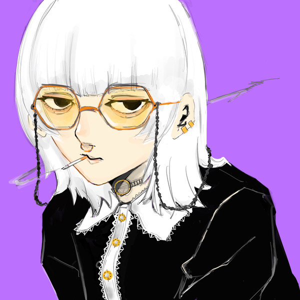 ウルフカットメガネガール