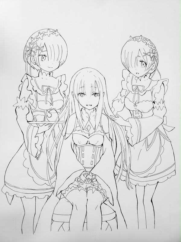 リゼロ　線画