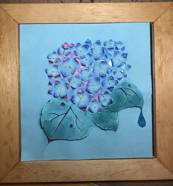 立体切り絵であじさい