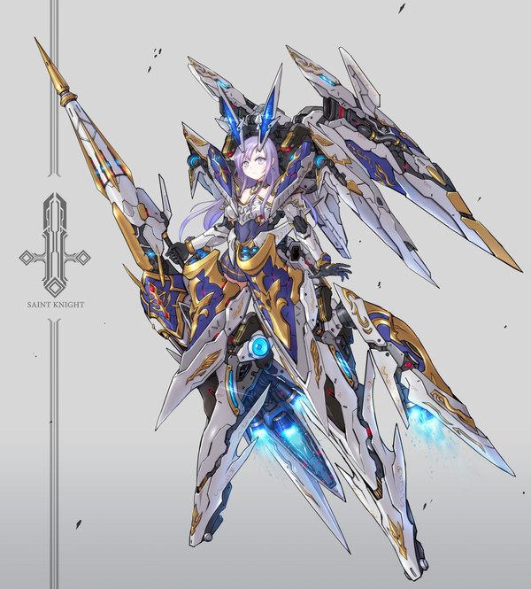 自主練で描いたファンタジー娘をメカ娘化してみた。