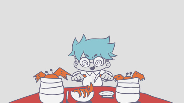 かにを食べるチーノ
