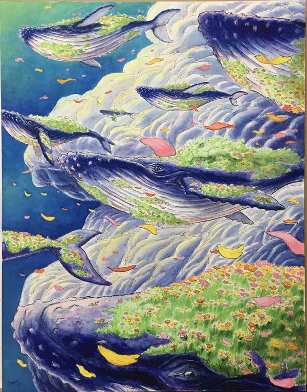 空を舞う花クジラ