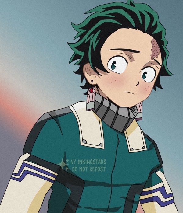 Izuku in Tanjiro's style