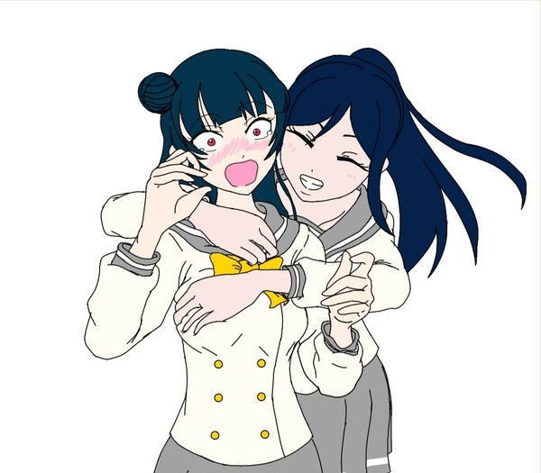 後ろからハグぅー！！