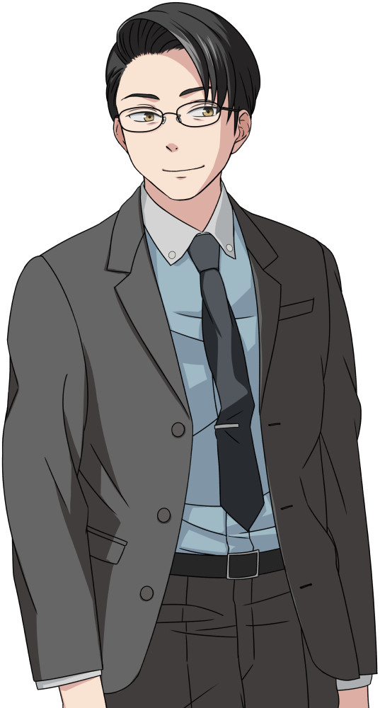 TRPG用立ち絵01　20・30代スーツ男性（メガネ差分）