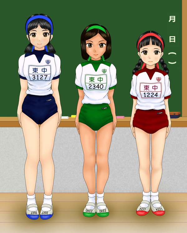 中学体操服、学年色です