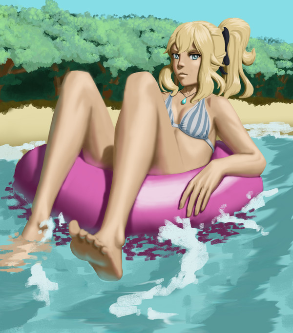 Jean in a pool party