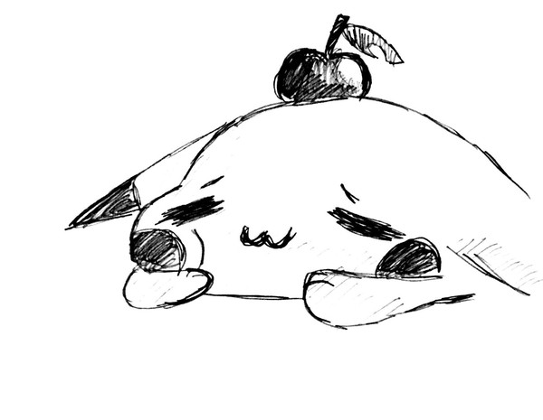 ピカチュウの上にリンゴ🍎