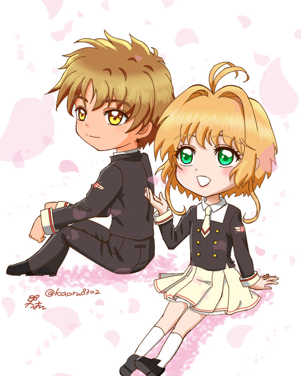 小狼とさくらの花見-ちびキャラ