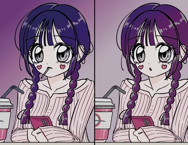 イチゴジュースを飲むの少女