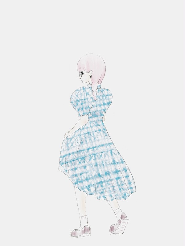 チェックワンピースの子