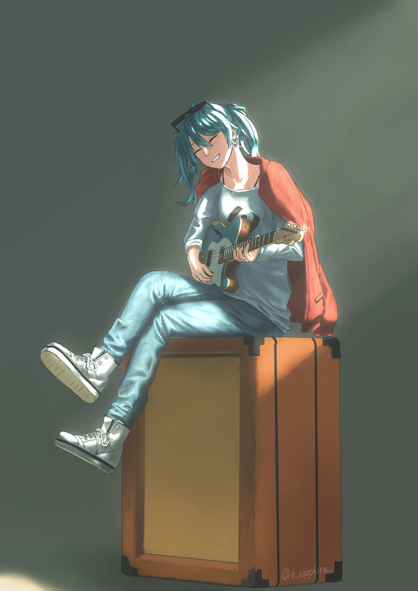 砂ミクさんとギター。