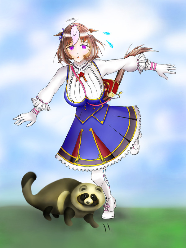 メイショウドトウとタヌキ