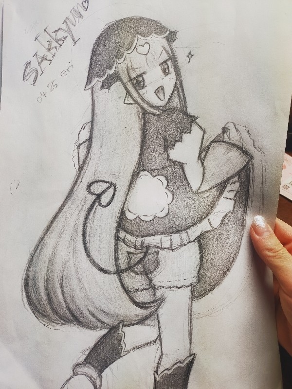 魔王城でおやすみ さっきゅん 鉛筆画