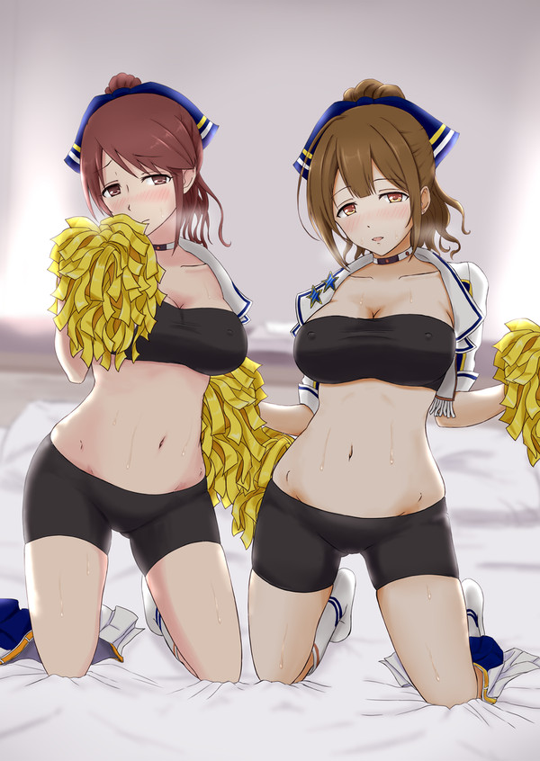 千雪さんと美優さんにチア衣装を着てもらった