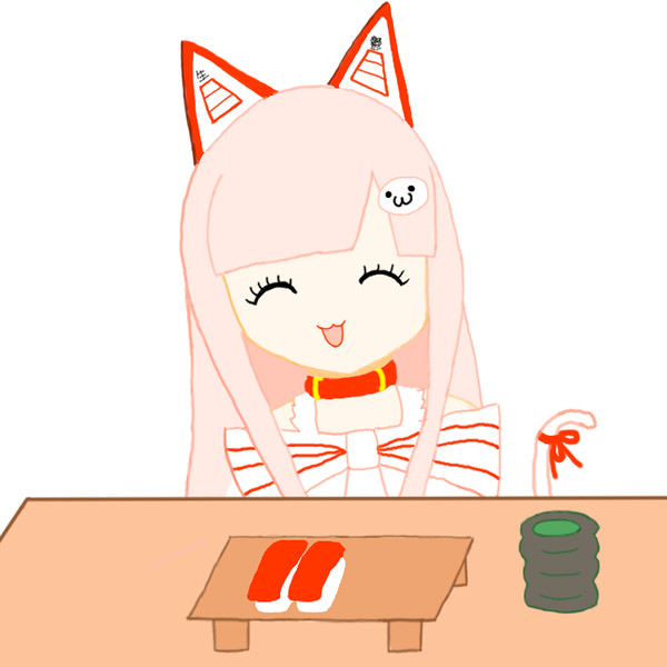 寿司をニコニコで食べてるなまほしちゃん