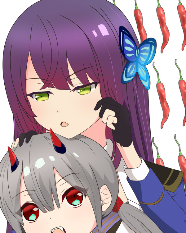 槿ちゃんの唐辛子を食べる純さんのファンアート
