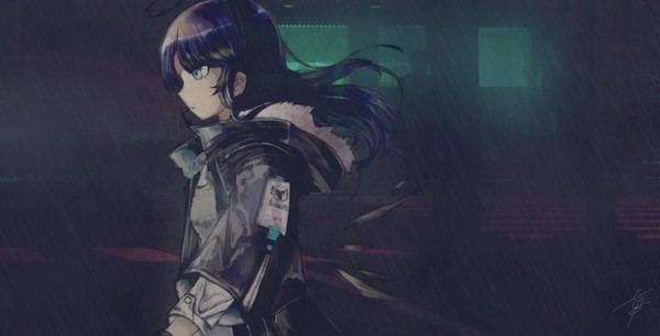 雨の中