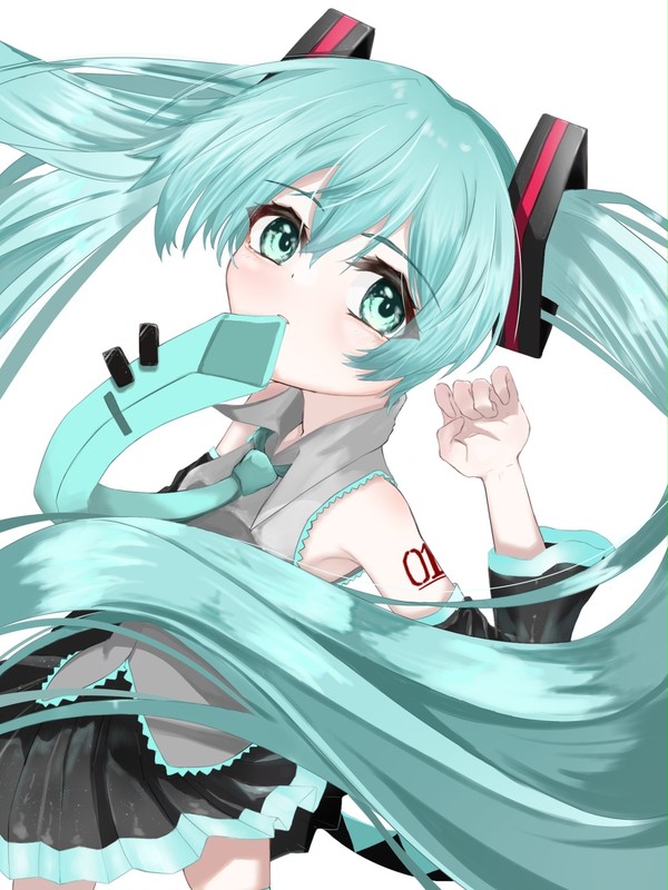 ネクタイを咥えたミクちゃん