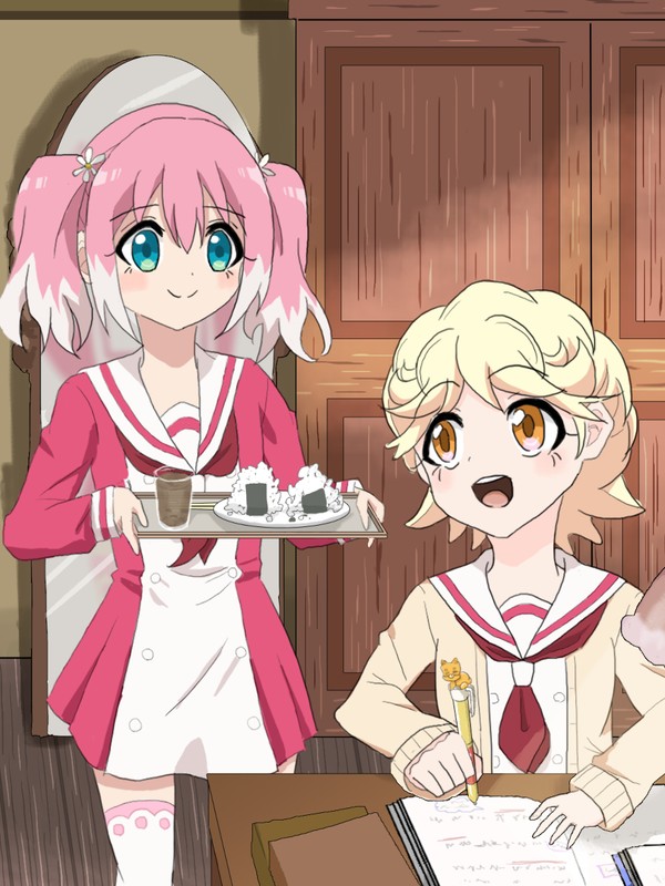 ミチルちゃんのお勉強を応援するナナちゃん