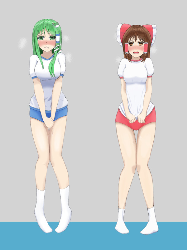 ガマンをしている霊夢さんと早苗さん