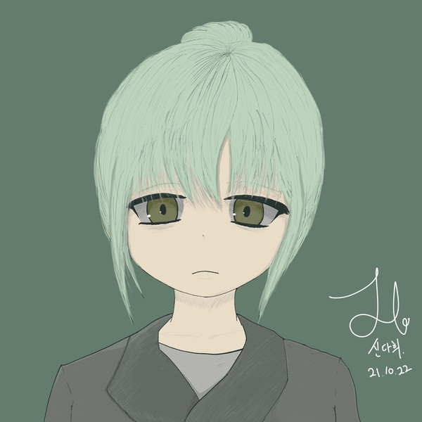 疲れた緑色の女の子