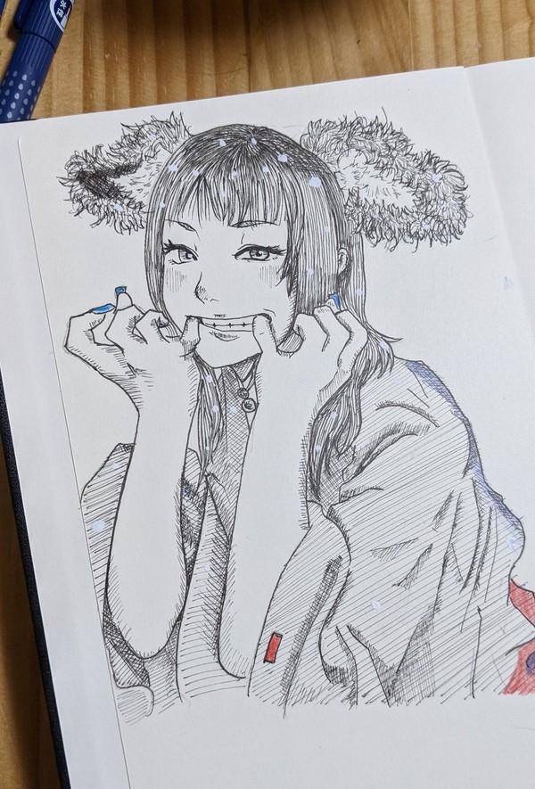 いーってしてる女の子