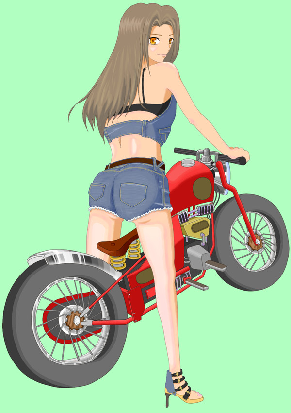 バイク女子とデニム尻